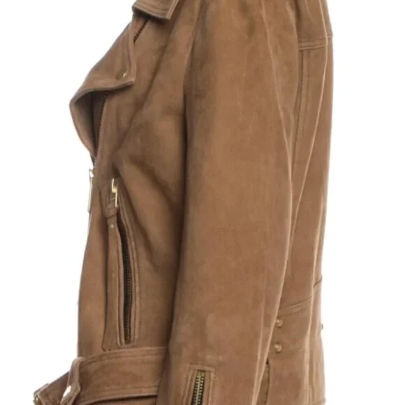 AllSaints Tan Goat Leather Biker Jacket Size M Leather Jackets